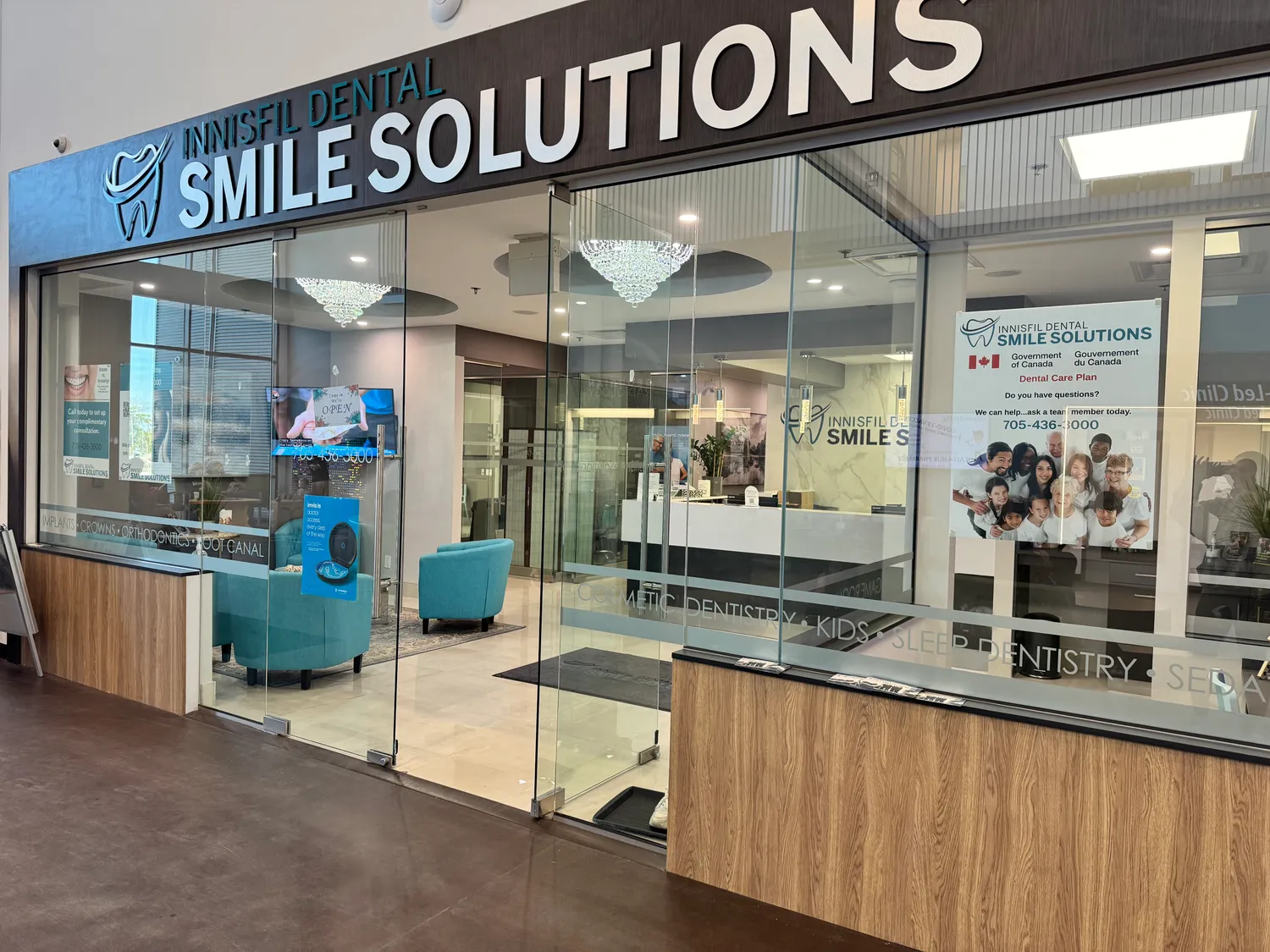 Innisfil Dental Smile Solutions clinic signage at the Rizzardo Health & Wellness Centre